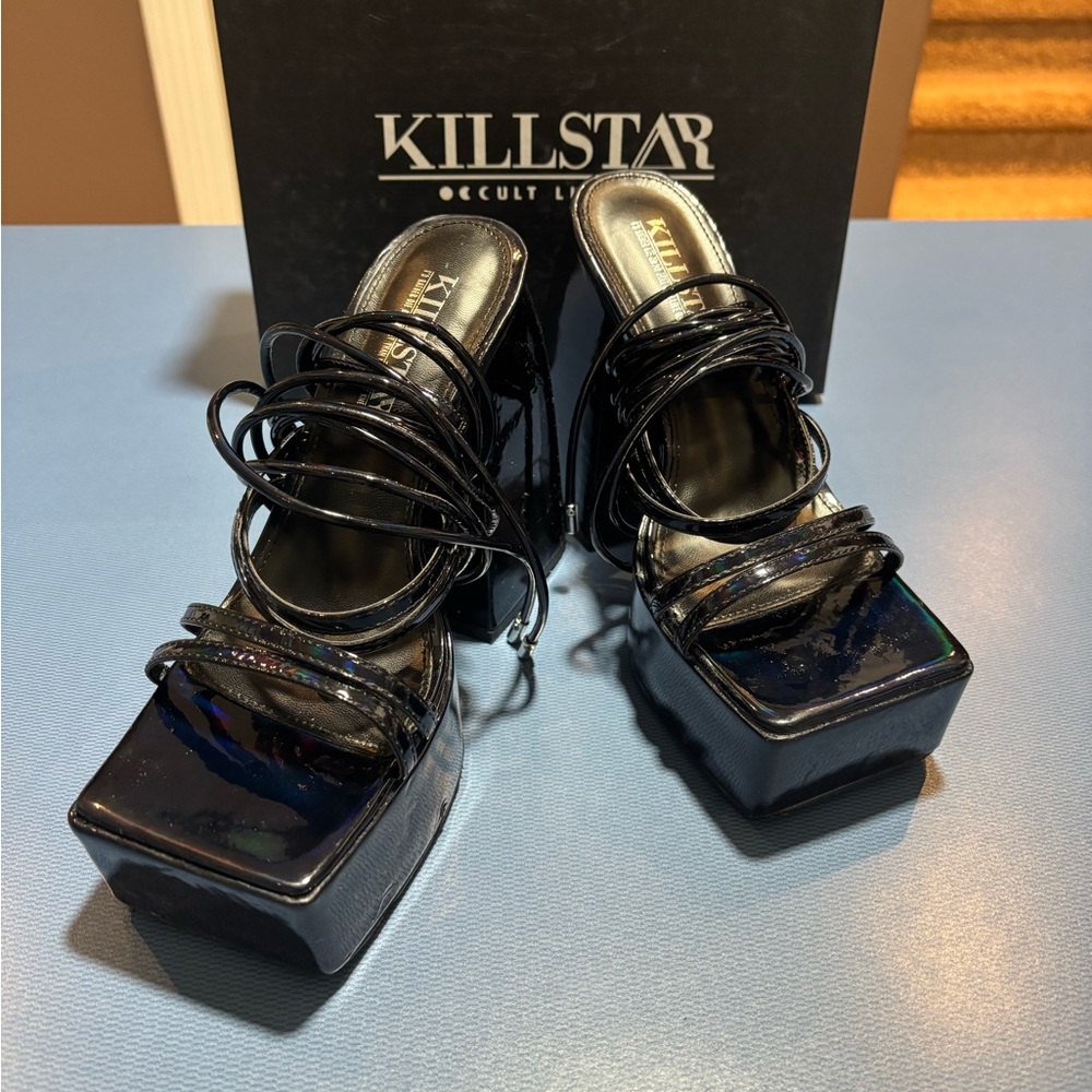 Killstar Black Glossy Platform Shoes